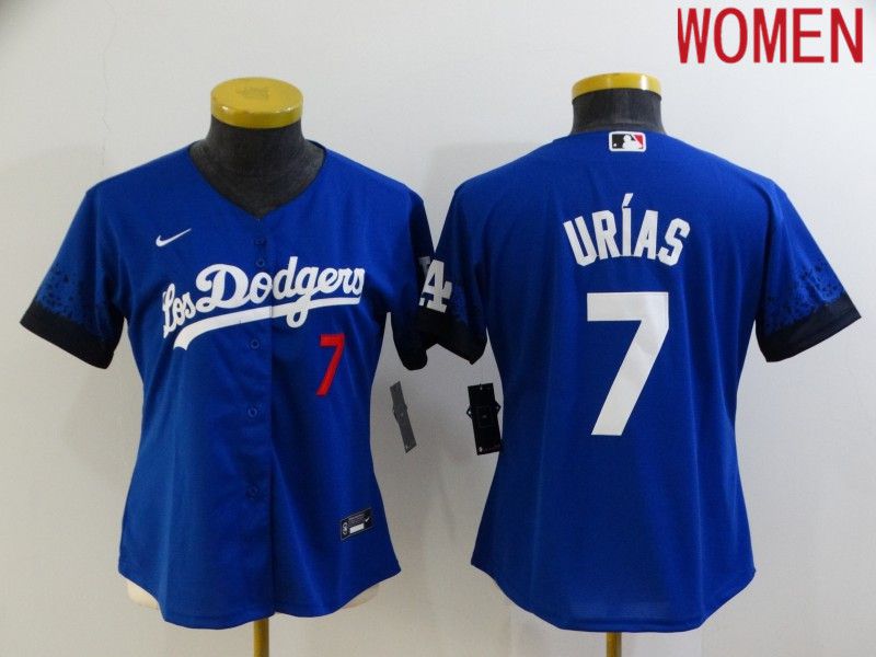 Women Los Angeles Dodgers #7 Urias Blue City Edition Game Nike 2021 MLB Jerseys->women mlb jersey->Women Jersey